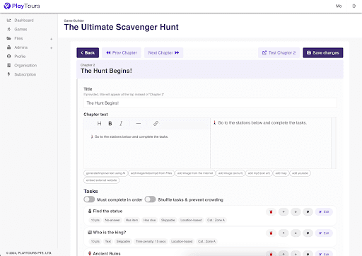 Scavenger Hunt Admin Dashboard