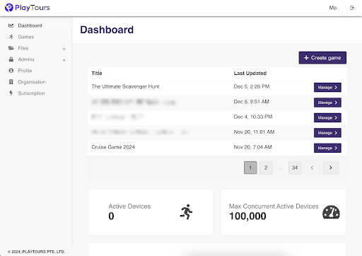 Admin Dashboard with Game Metrics